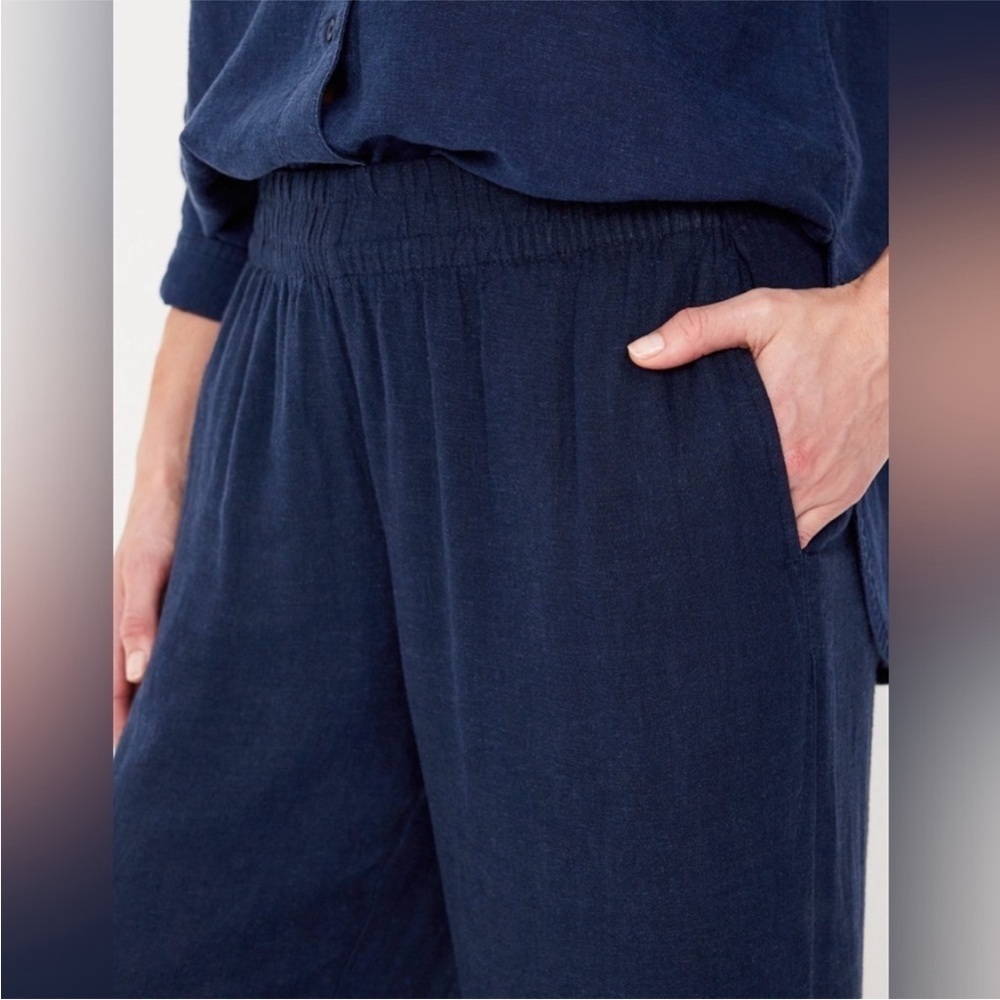 NEW! Indigo High-Waisted Linen-Blend Wide-Leg Pants - Multiple Sizes 🩷 - Picture 8 of 11